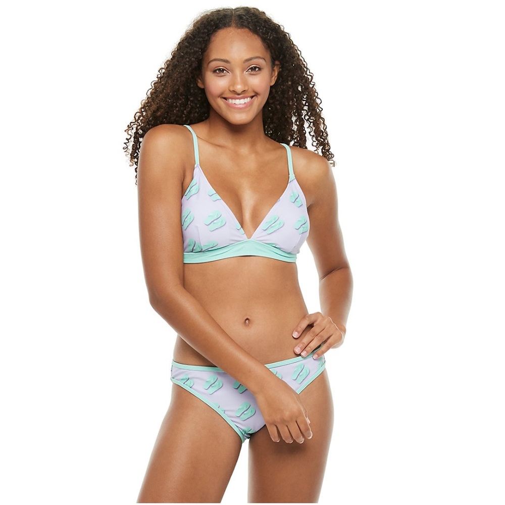 Undercurrent juniors flip flop print bikini set size small